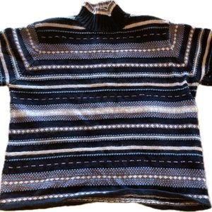 Christopher & Banks Turtleneck Striped Long sleeve Hand Embroidered Sweater